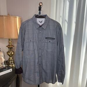 Rare French Connection Men's Fcuk Long Sleeve Button Up Charcoal Size XL